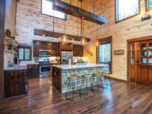 The kitchen of a Hochatown cabin to make cozy winter recipes in.